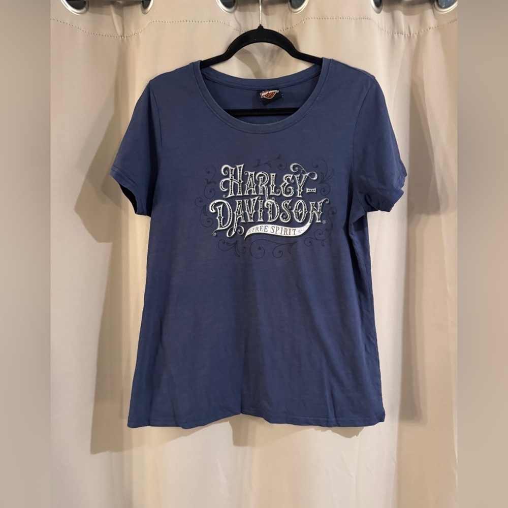 Harley-Davidson Blue Tee with Logo Patch